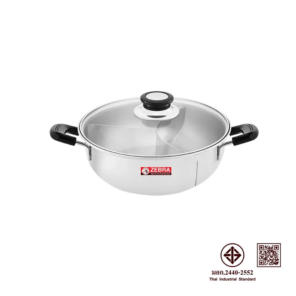 ZEBRA Zebra Head Hi-Cr 3 Bölmeli 26 cm Shabu (Hot Pot) Tenceresi – Cam Kapaklı - görsel 2